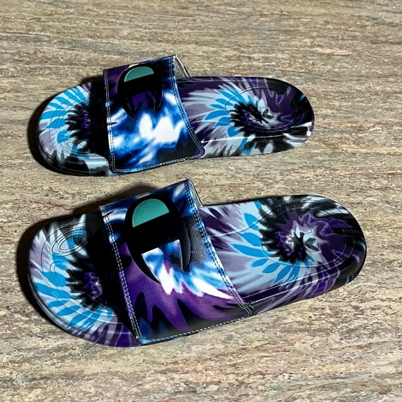 Champion Tie-Dye Blue and Purple Slides - Picture 9 of 13